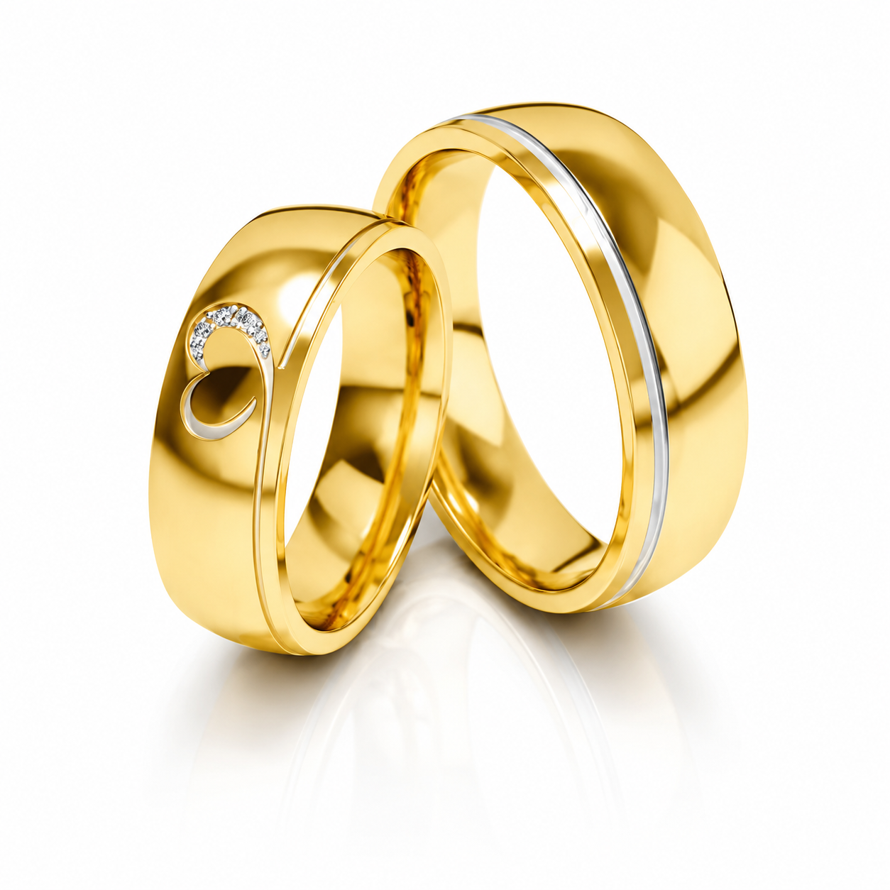 Złote obrączki ślubne z wzorem gold commerce