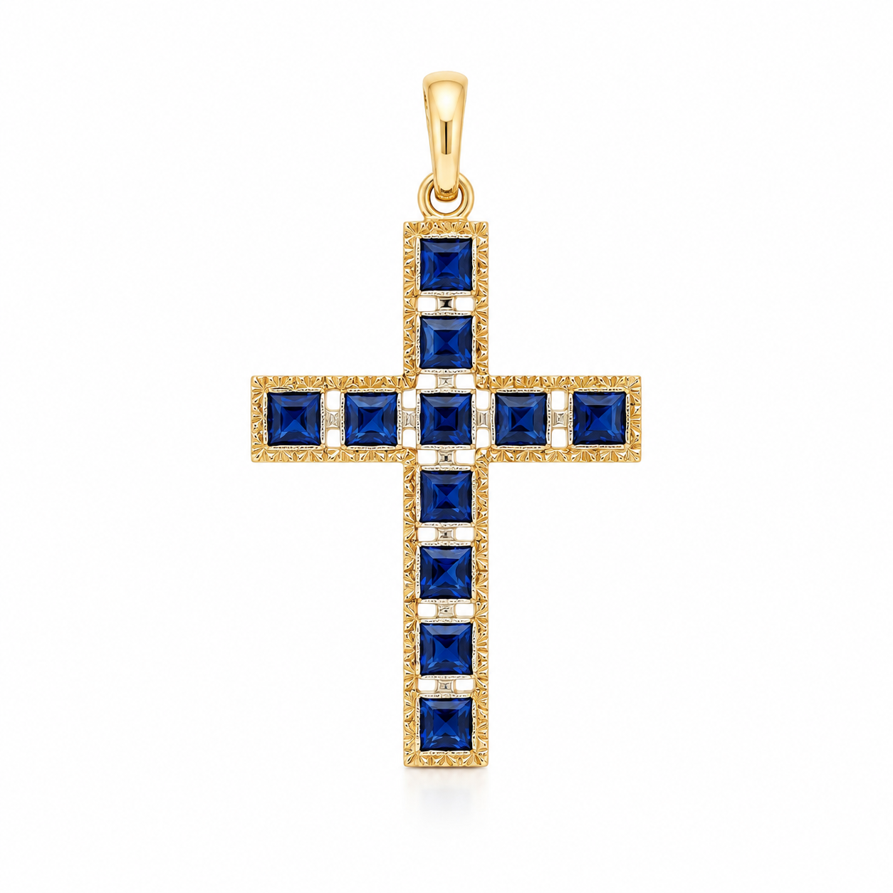 Krzyż z Szafirami Royal Blue